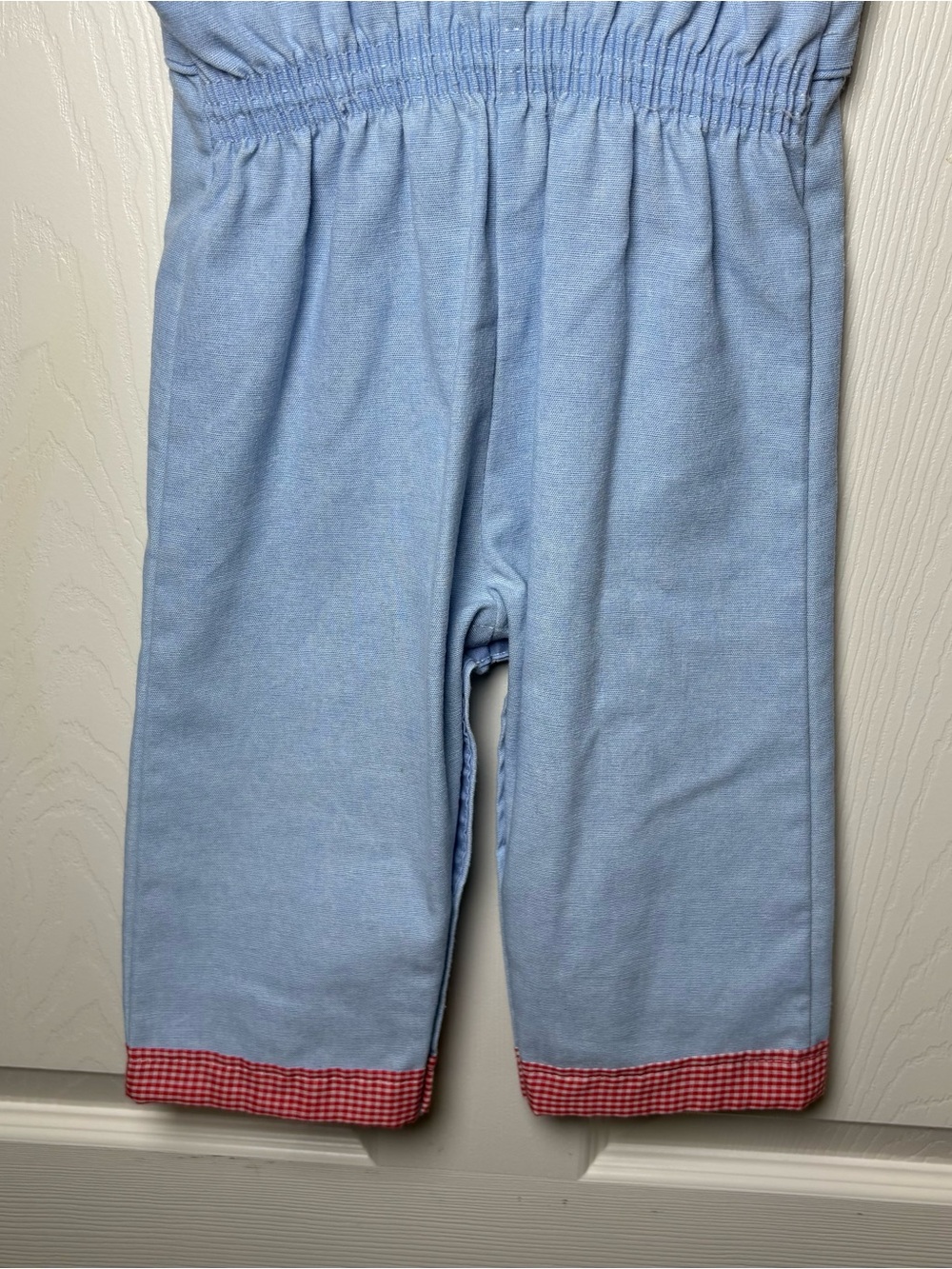 Vintage By Thomas Romper 18 months Toddler Baby Boy Blue Gingham Red Farm Ducks - Picture 7 of 10